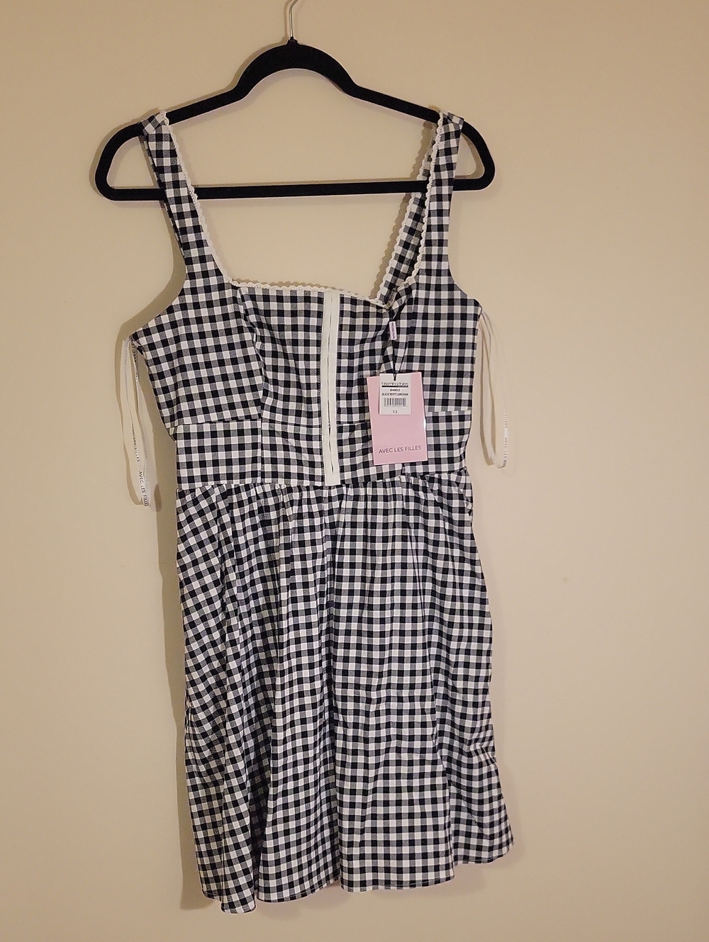 #12 Avec Les Filles Lined Black and White Gingham Sundress